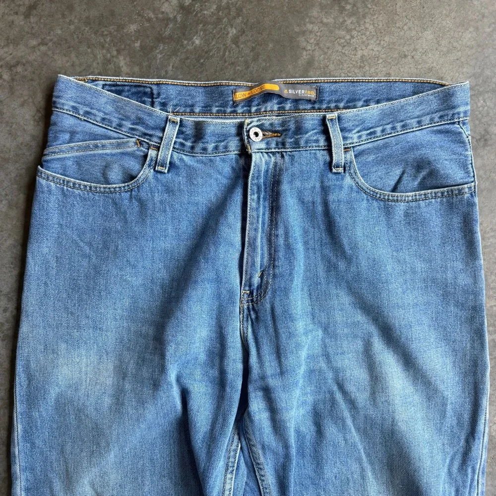 Vtg Levis Silver Tab Denim Jeans Size 34x31 Low And Loose Y2K 90s Baggy Wide Leg